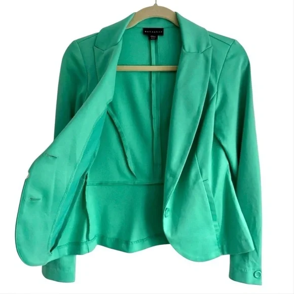 New Metaphor Mint Green Peplum Blazer Business Casual Lightweight Jacket Size S - Picture 3 of 8